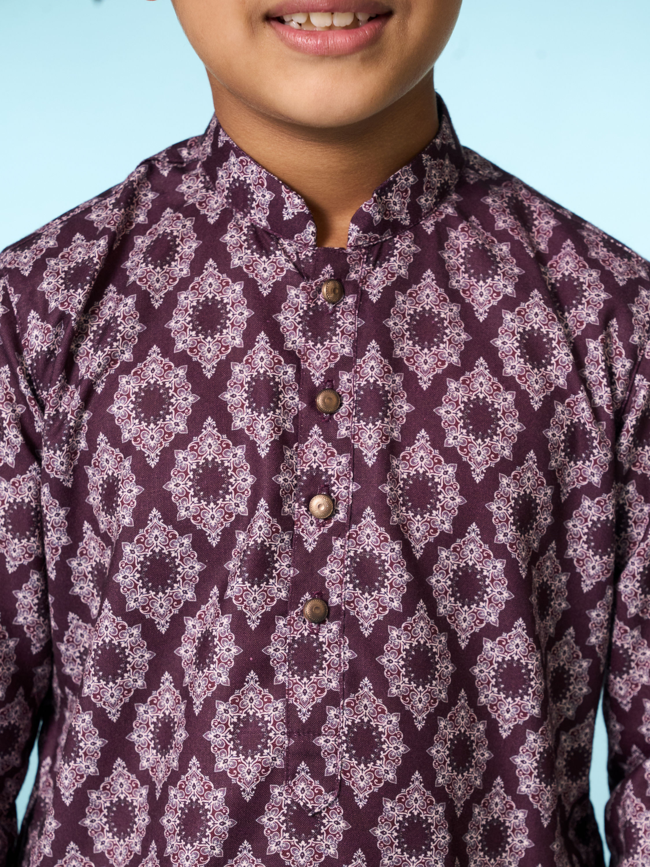 Manyavar Boys Royal Wine Kurta Pajama