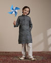 Manyavar Boys Boys Dark Blue Abstract Printed Kurta Set