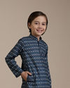 Manyavar Boys Boys Dark Blue Buta Patterned Kurta Set