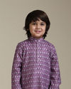 Manyavar Boys Boys Dark Lilac Buta Printed Kurta Set