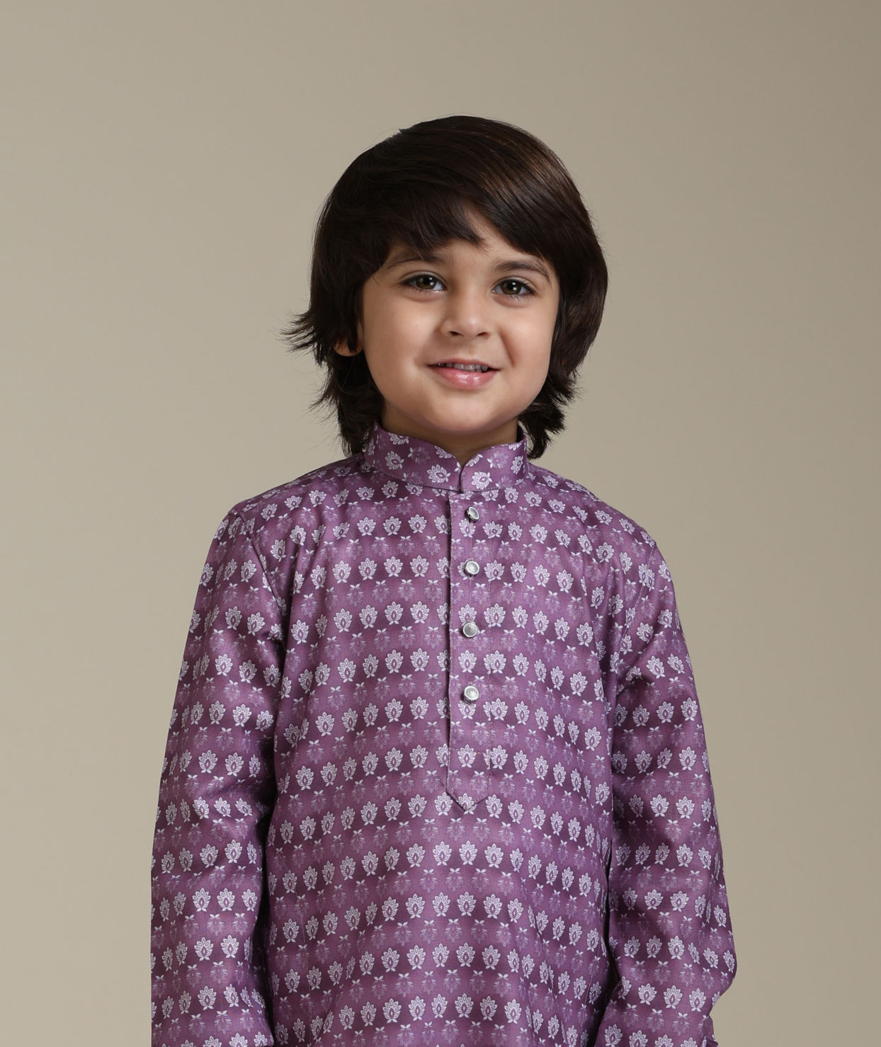 Buy Boys Dark Lilac Buta Printed Kurta Set Online in India Manyavar