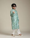 alt message - Manyavar Boys Boys Soft Green Floral Printed Kurta Set image number 2