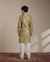 alt message - Manyavar Boys Boys Mustard Yellow Floral Patterned Kurta Set image number 5