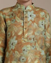Manyavar Boys Boys Mustard Yellow Floral Patterned Kurta Set