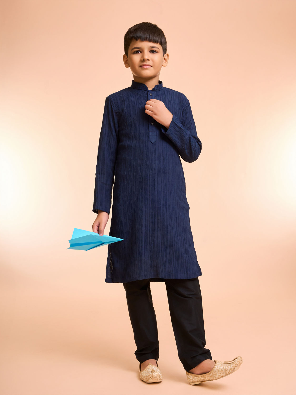 Manyavar Boys Dark Blue Opulence Kurta Pajama