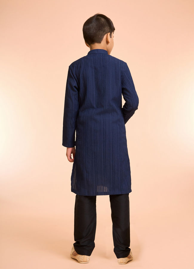 Manyavar Boys Dark Blue Opulence Kurta Pajama