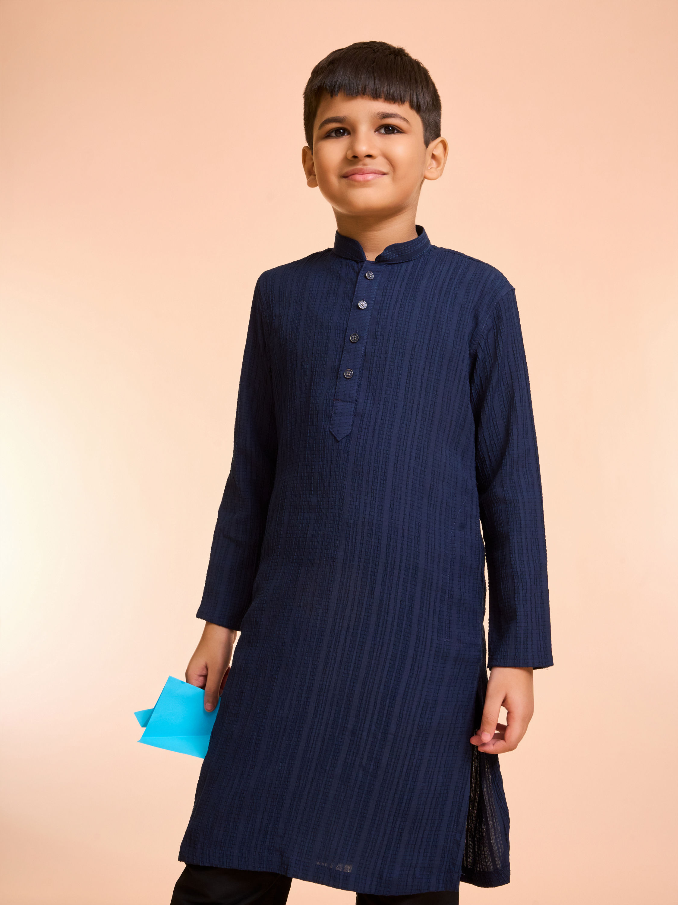 Manyavar Boys Dark Blue Opulence Kurta Pajama