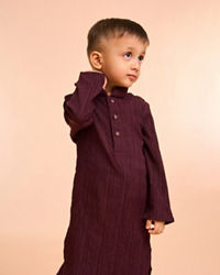 Manyavar Boys Elegant Wine Kurta Pajama
