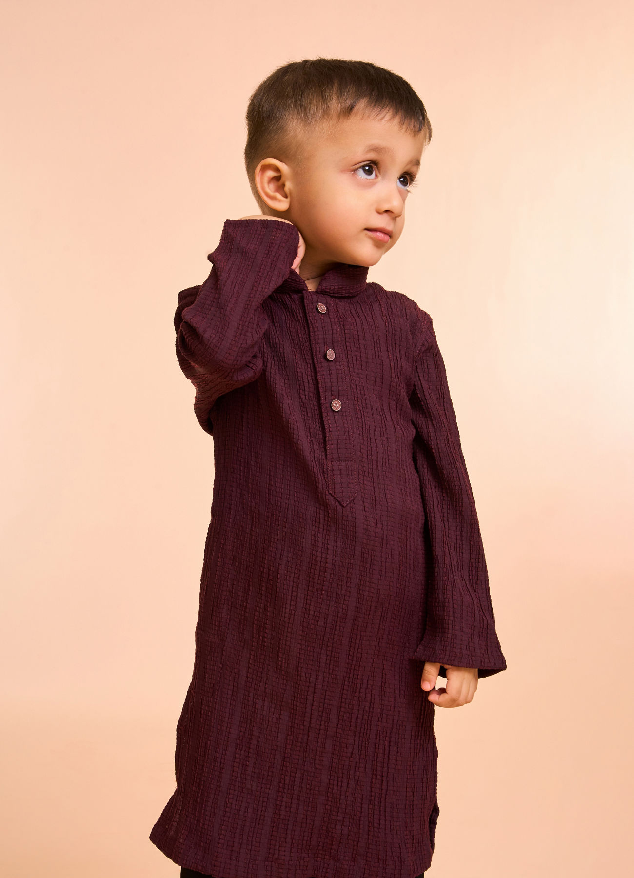Manyavar Boys Elegant Wine Kurta Pajama