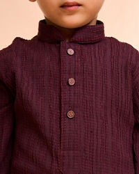 Manyavar Boys Elegant Wine Kurta Pajama