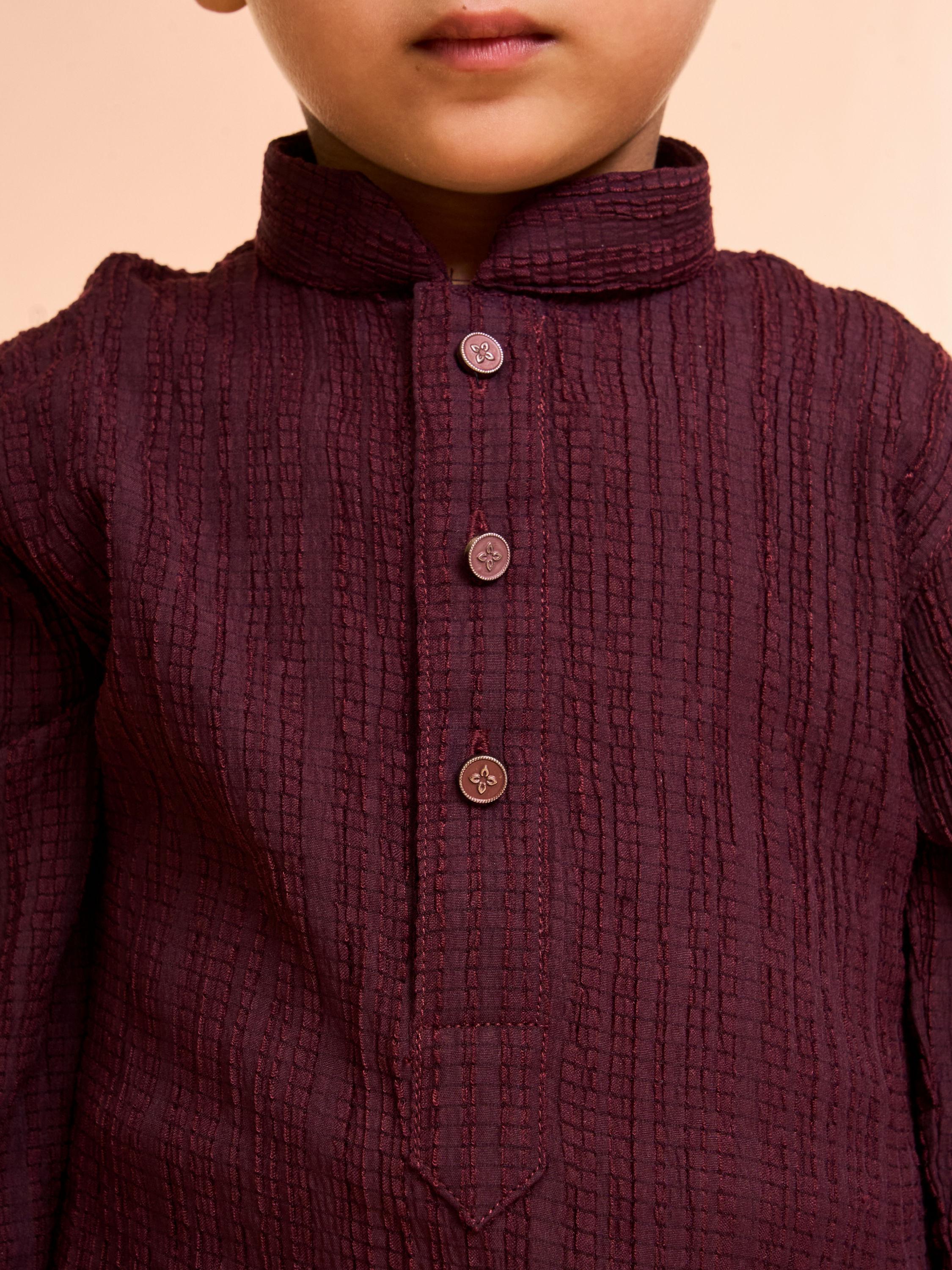 Manyavar Boys Elegant Wine Kurta Pajama