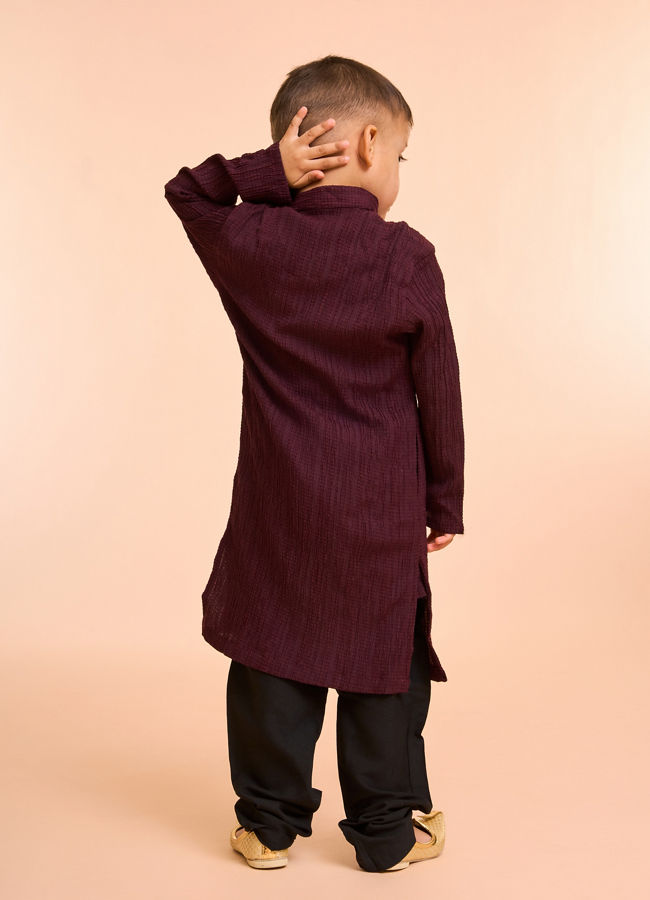 Manyavar Boys Elegant Wine Kurta Pajama