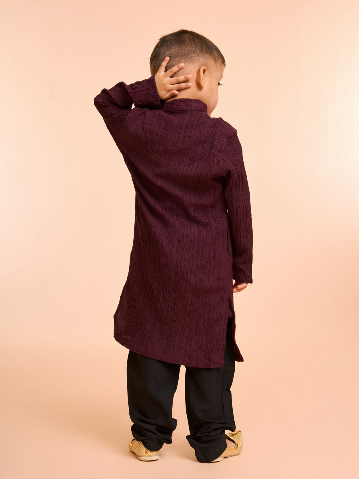 Manyavar Boys Elegant Wine Kurta Pajama