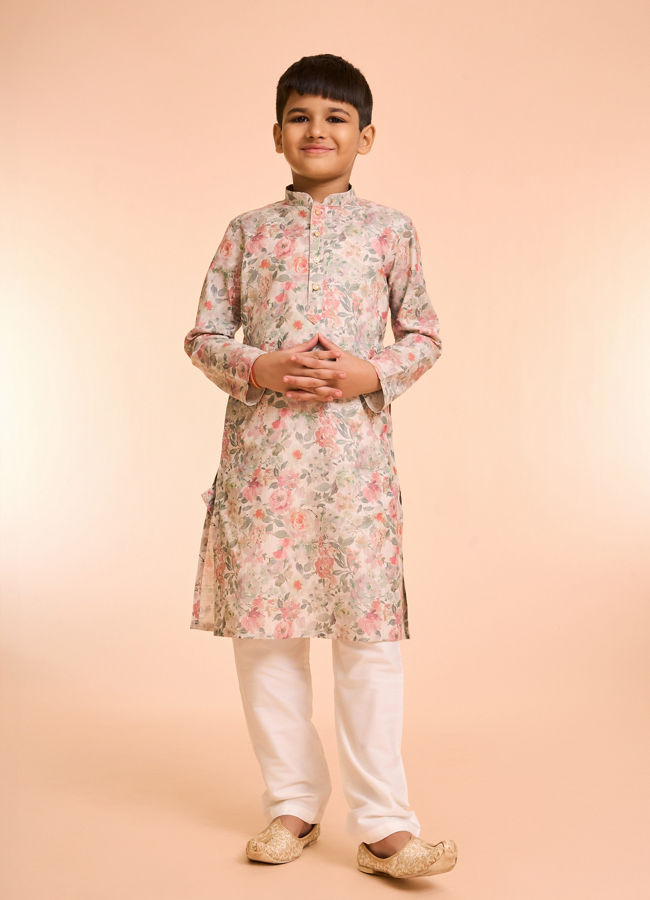 Manyavar Boys Peach Elegance Kurta Pajama