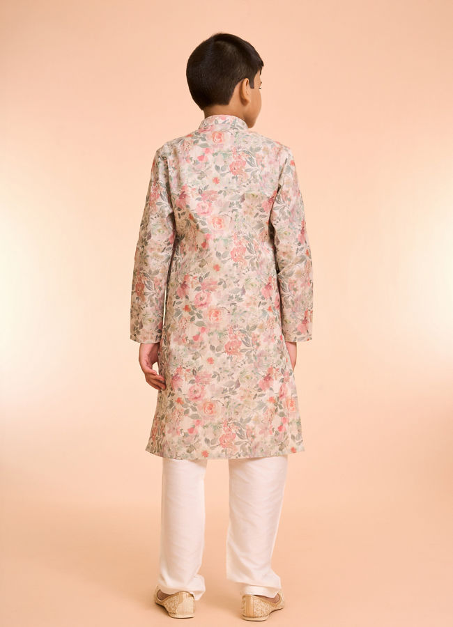 Manyavar Boys Peach Elegance Kurta Pajama