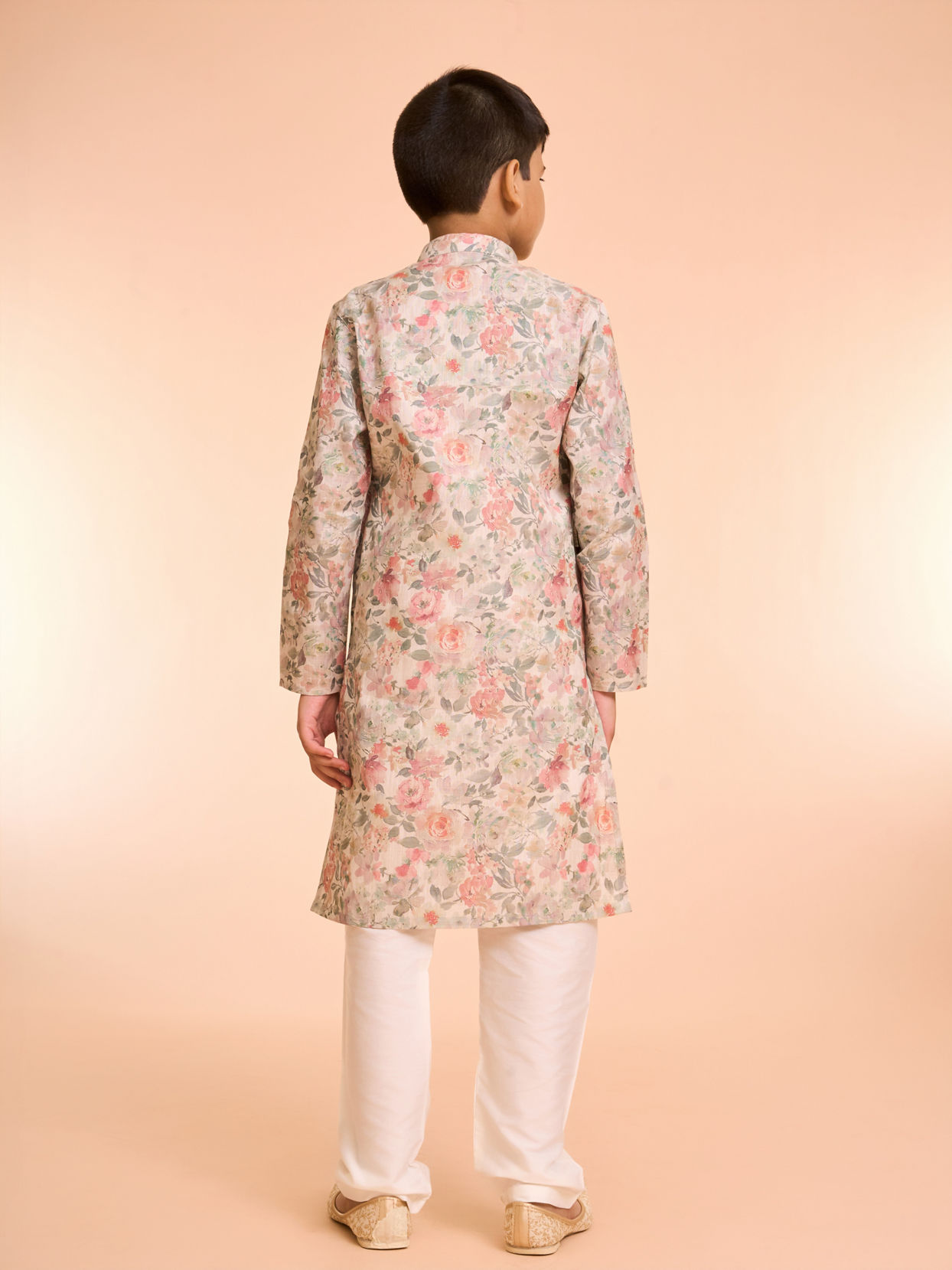 Manyavar Boys Peach Elegance Kurta Pajama