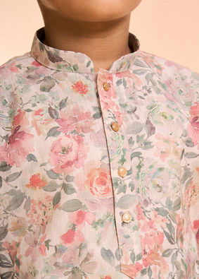 Manyavar Boys Peach Elegance Kurta Pajama