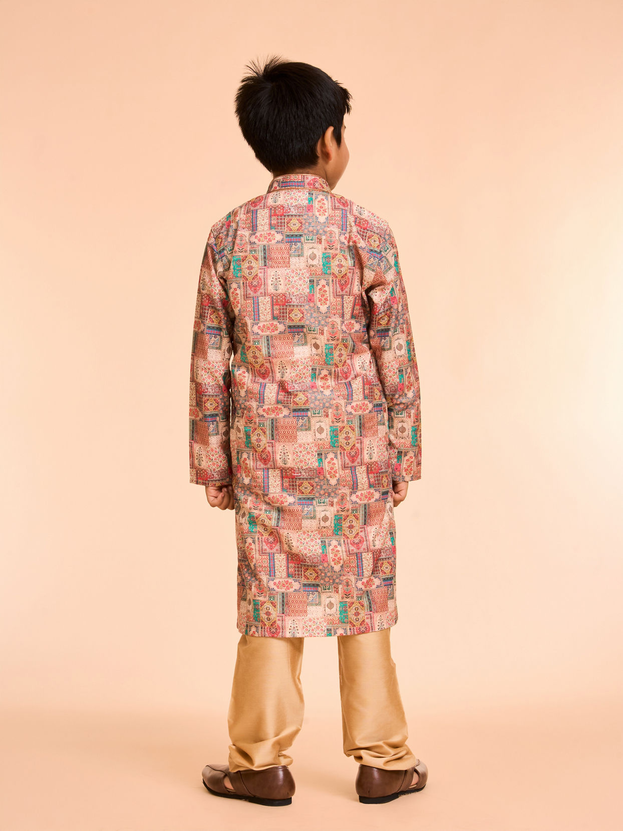Manyavar Boys Regal Rust-Beige Kurta Pajama