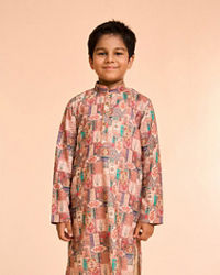 Manyavar Boys Regal Rust-Beige Kurta Pajama