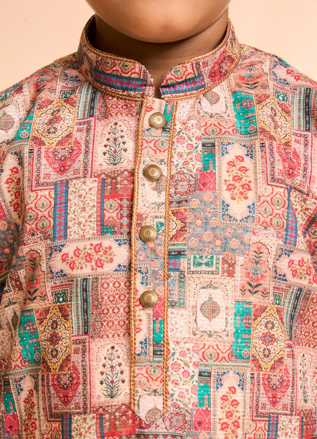 Manyavar Boys Regal Rust-Beige Kurta Pajama