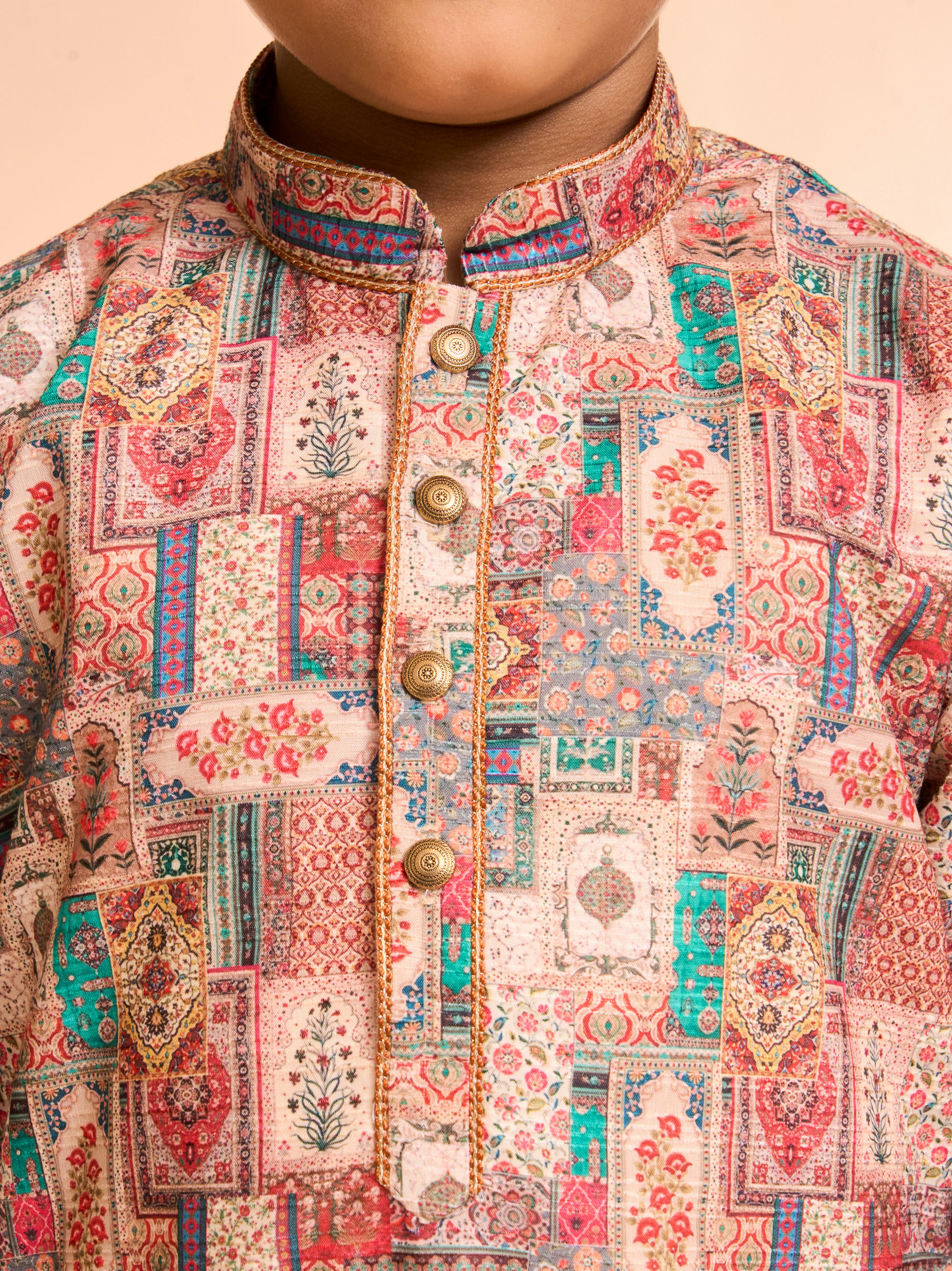 Manyavar Boys Regal Rust-Beige Kurta Pajama