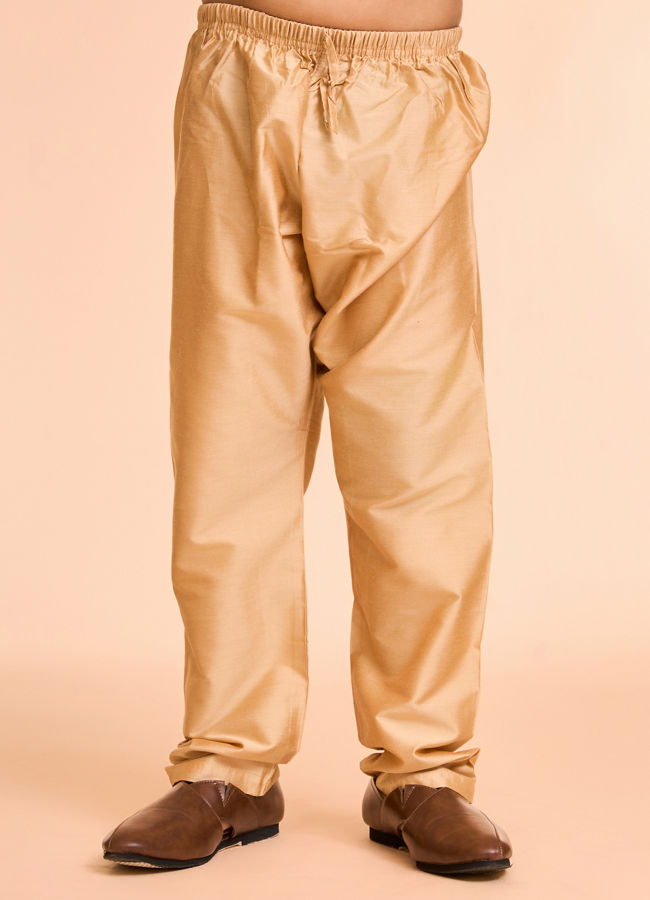 Manyavar Boys Regal Rust-Beige Kurta Pajama