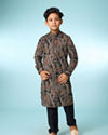 Manyavar Boys Classic Black Ensemble Kurta Pajama