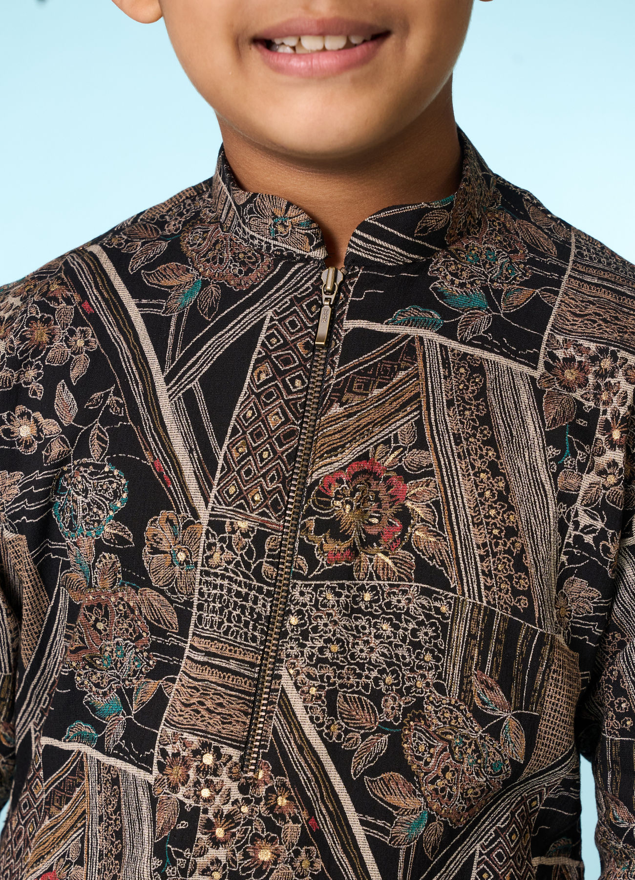 Manyavar Boys Classic Black Ensemble Kurta Pajama