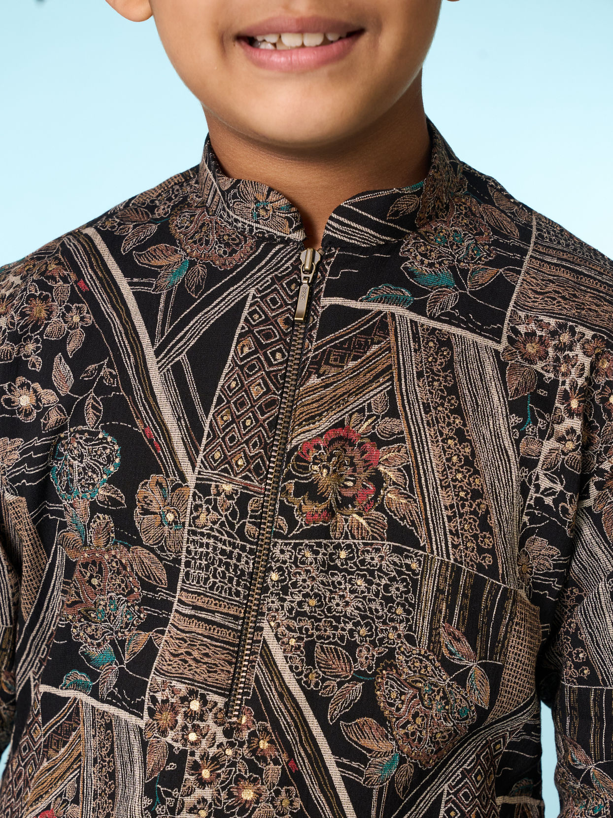 Manyavar Boys Classic Black Ensemble Kurta Pajama