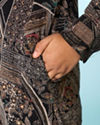 Manyavar Boys Classic Black Ensemble Kurta Pajama