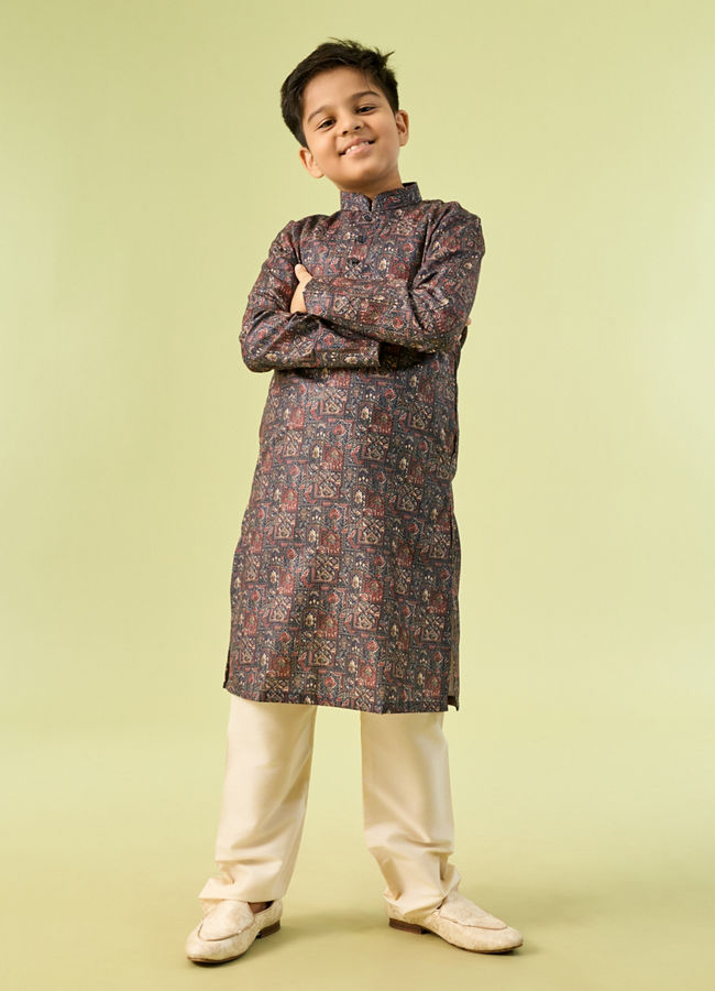 Manyavar Boys Majestic Royal Blue Boys Kurta Pajama