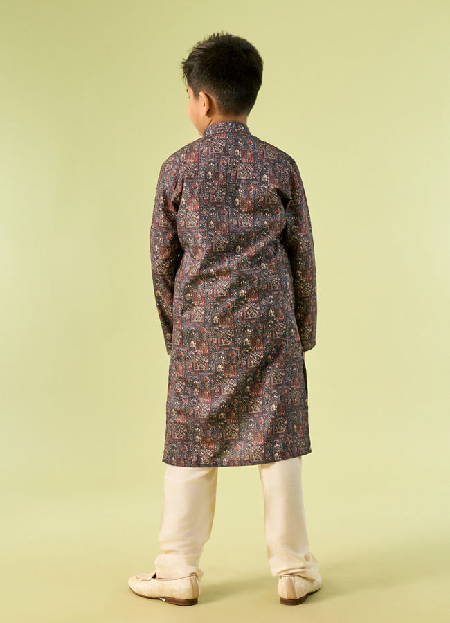 Manyavar Boys Majestic Royal Blue Boys Kurta Pajama