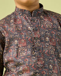 Manyavar Boys Majestic Royal Blue Boys Kurta Pajama