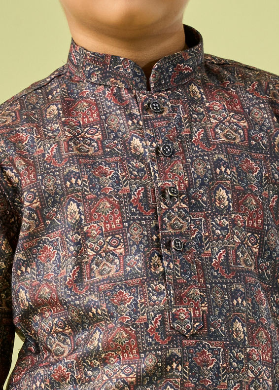 Manyavar Boys Majestic Royal Blue Boys Kurta Pajama