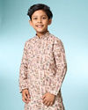 Manyavar Boys Boys' Printed Beige Kurta Pajama Set