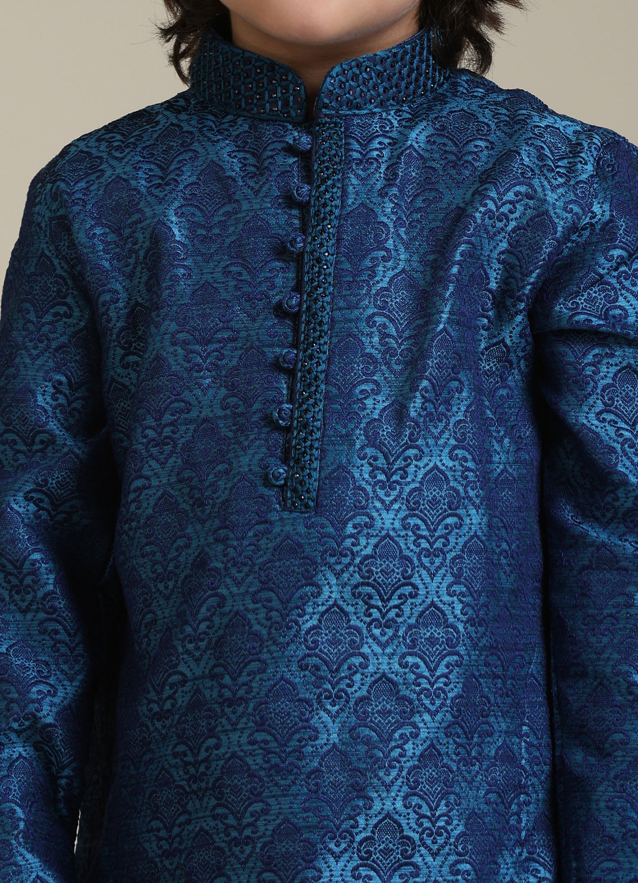 Manyavar Boys Boys Blue Embroidered Kurta Set