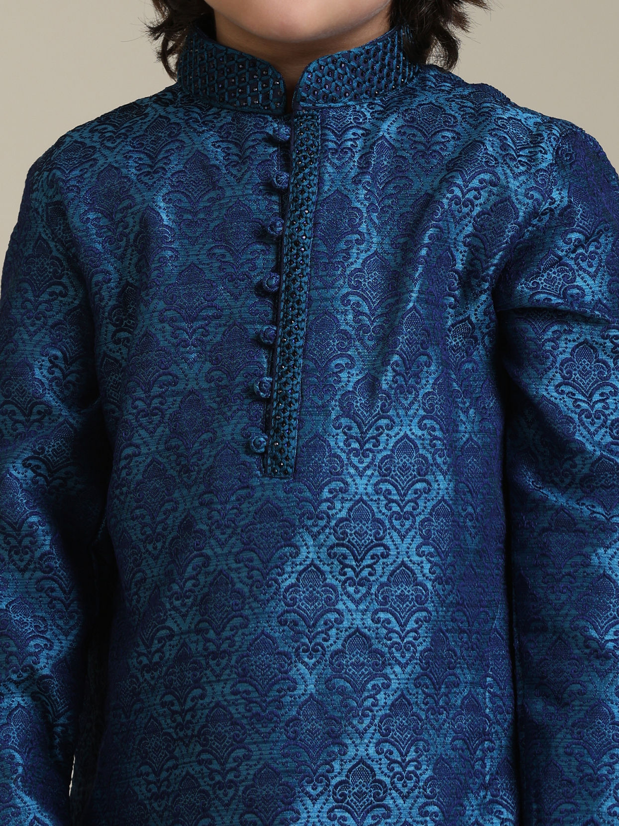 Manyavar Boys Boys Blue Embroidered Kurta Set