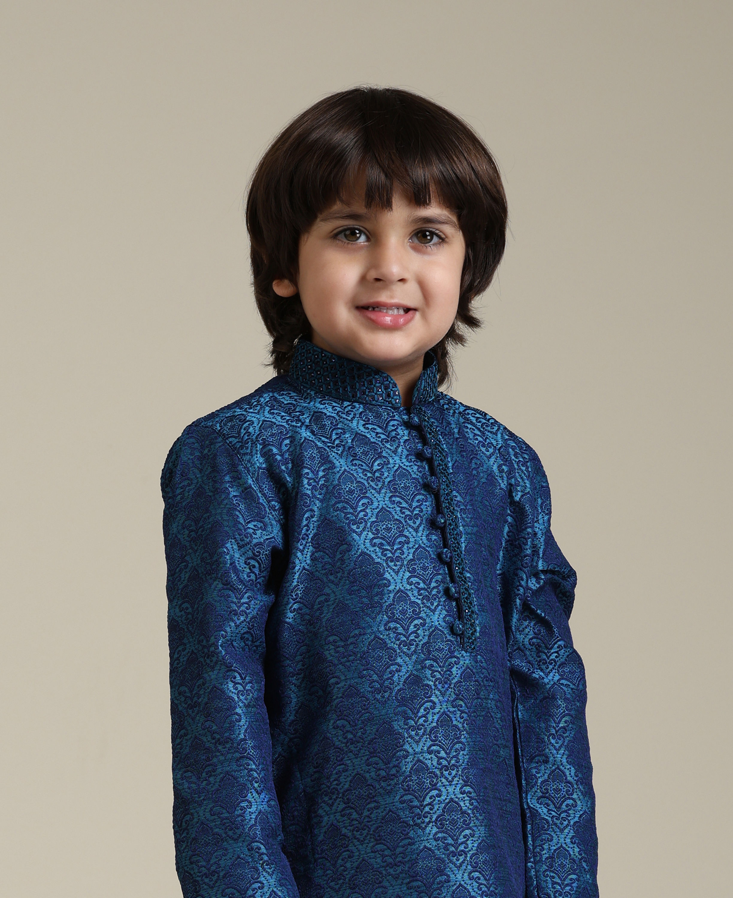 Manyavar Boys Boys Blue Embroidered Kurta Set