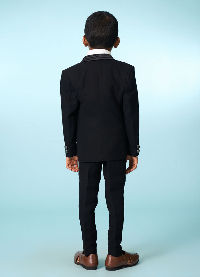 Manyavar Boys Stylish Black Ensemble Suit Set