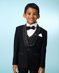 Manyavar Boys Stylish Black Ensemble Suit Set