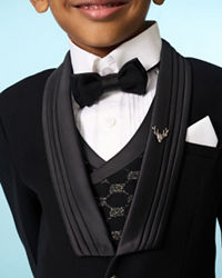 Manyavar Boys Stylish Black Ensemble Suit Set