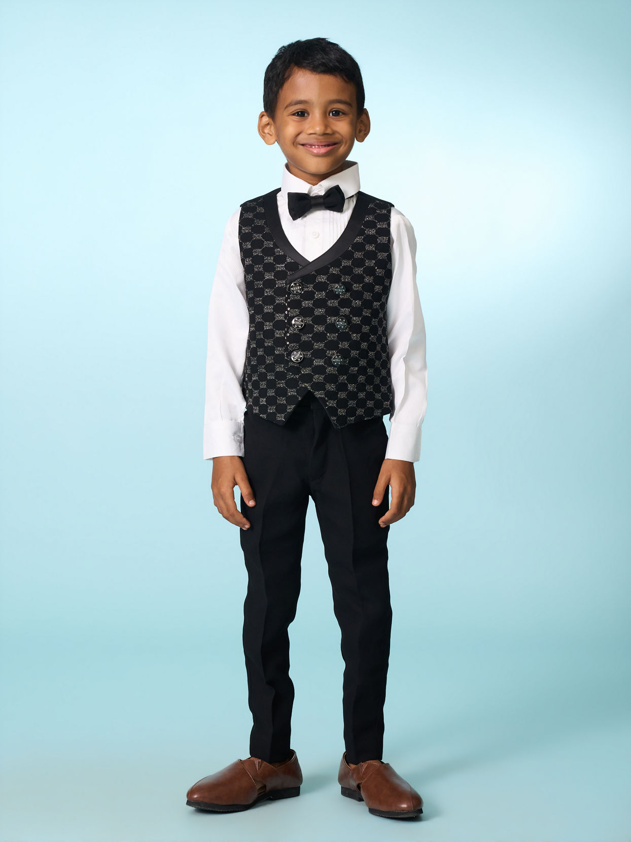 Manyavar Boys Stylish Black Ensemble Suit Set