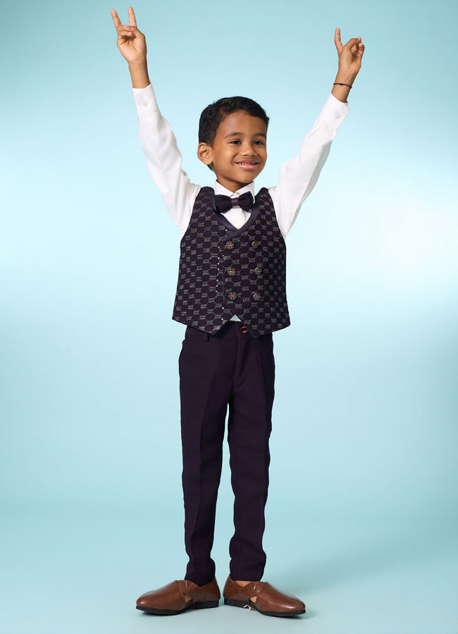 Manyavar Boys Purple Festive Suit Set