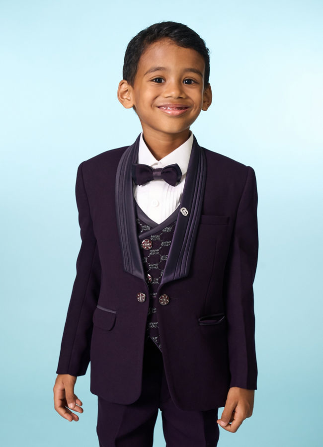 Manyavar Boys Purple Festive Suit Set