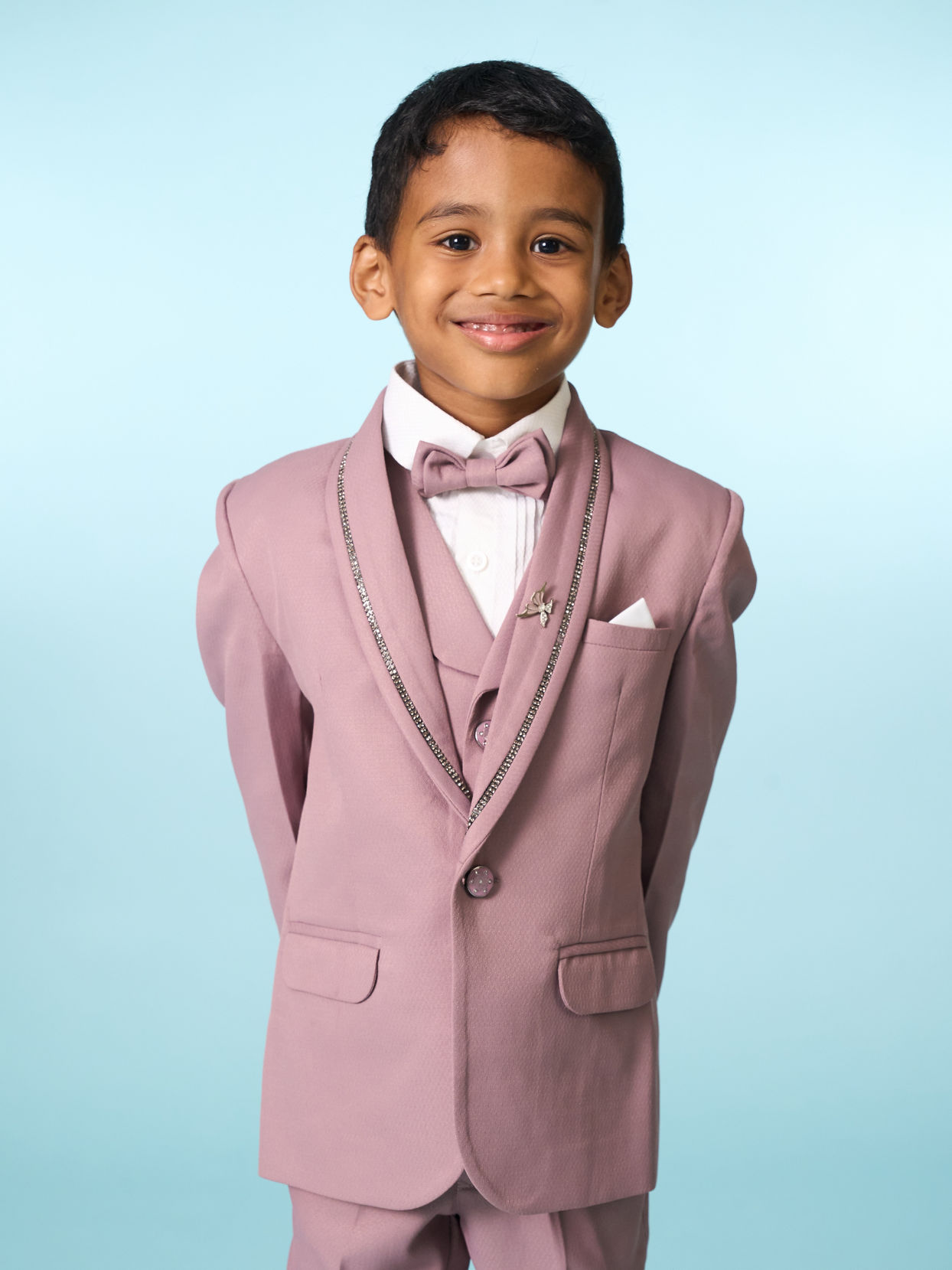 Manyavar Boys Dusty Pink Suit Set