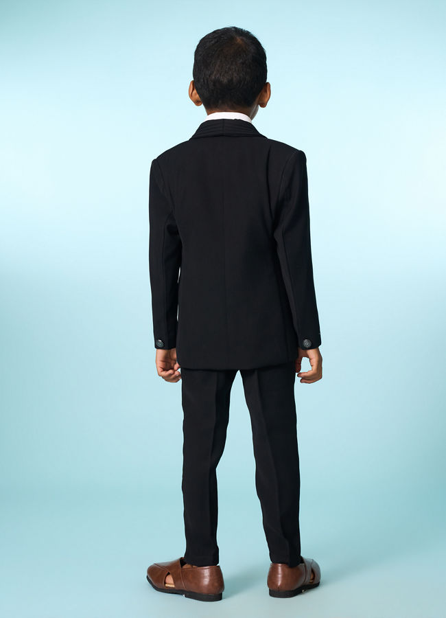 Manyavar Boys Elegant Black Ensemble Suit Set