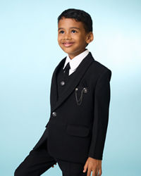 Manyavar Boys Elegant Black Ensemble Suit Set