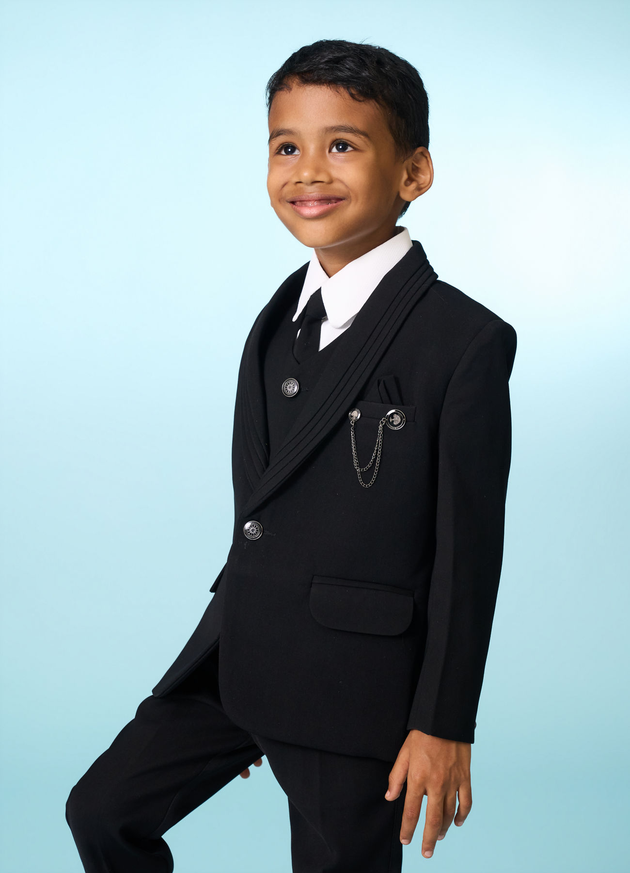 Manyavar Boys Elegant Black Ensemble Suit Set