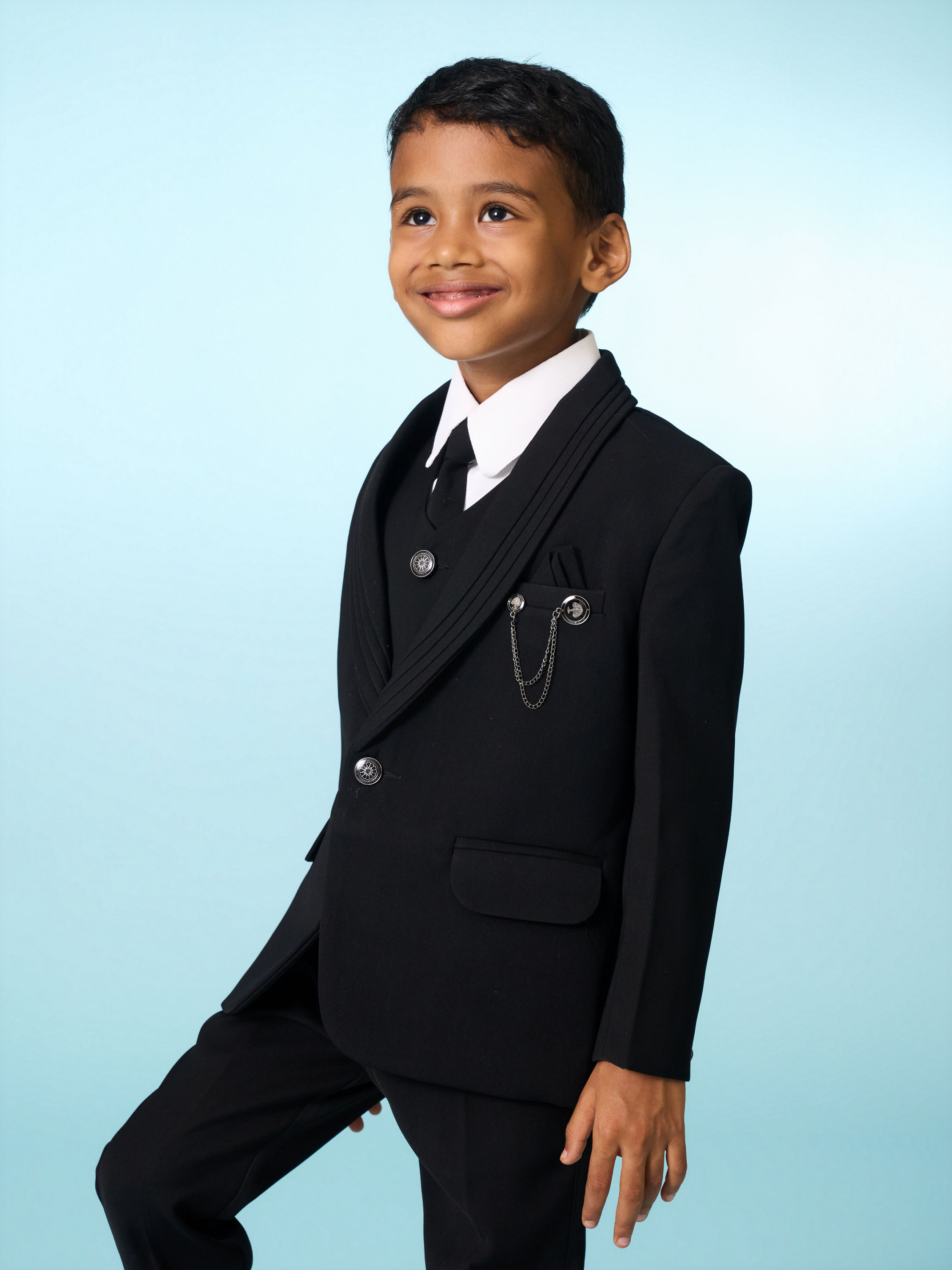 Manyavar Boys Elegant Black Ensemble Suit Set