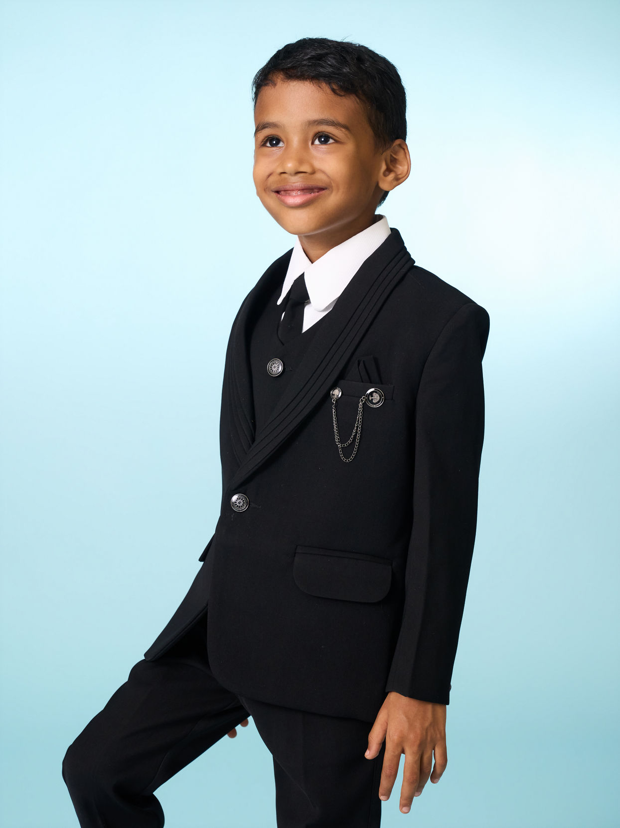 Manyavar Boys Elegant Black Ensemble Suit Set